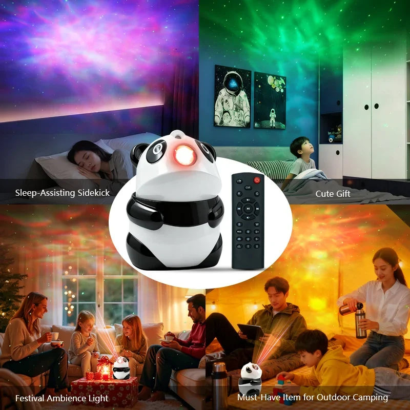 Starry Sky Panda Nebula Projector Built-in BT Speaker, 15 Color Modes Galaxy Light with Remote for Bedroom Gaming Room Party