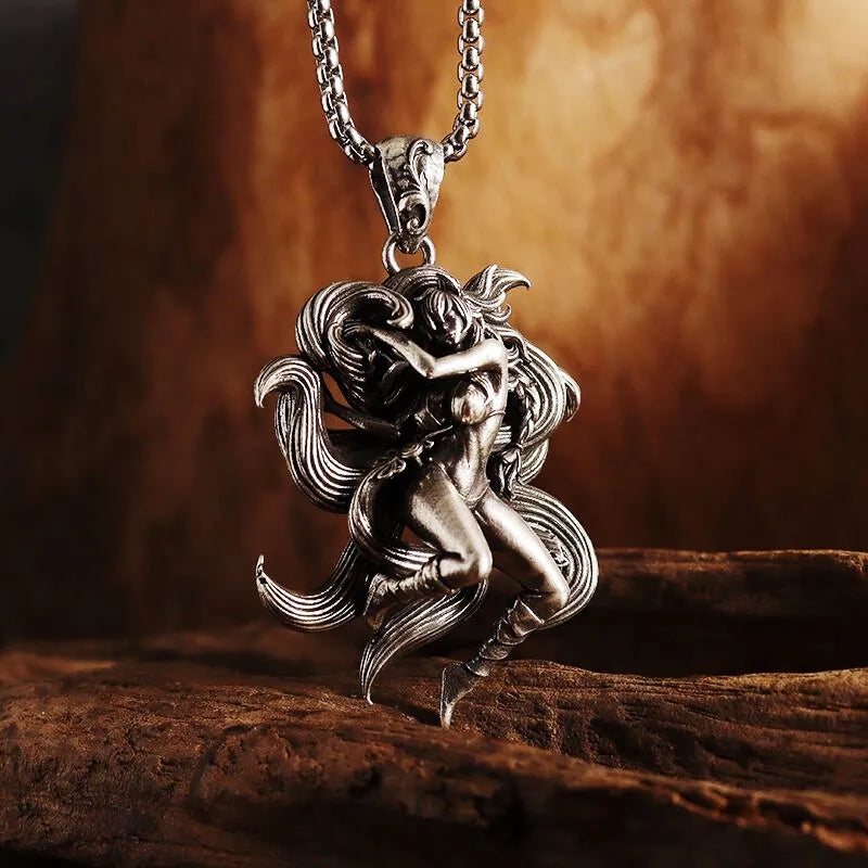 Gothic Wings Grim Reaper Pendant Half Body Skull Necklace Biker Punk Rock Jewelry Halloween Gift
