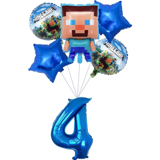 Miner Crafting Pixel Video Game Party Decor Disposable Tableware Cup Plate Tablecloth Balloon Baby Shower Kid Boy Party Supplies