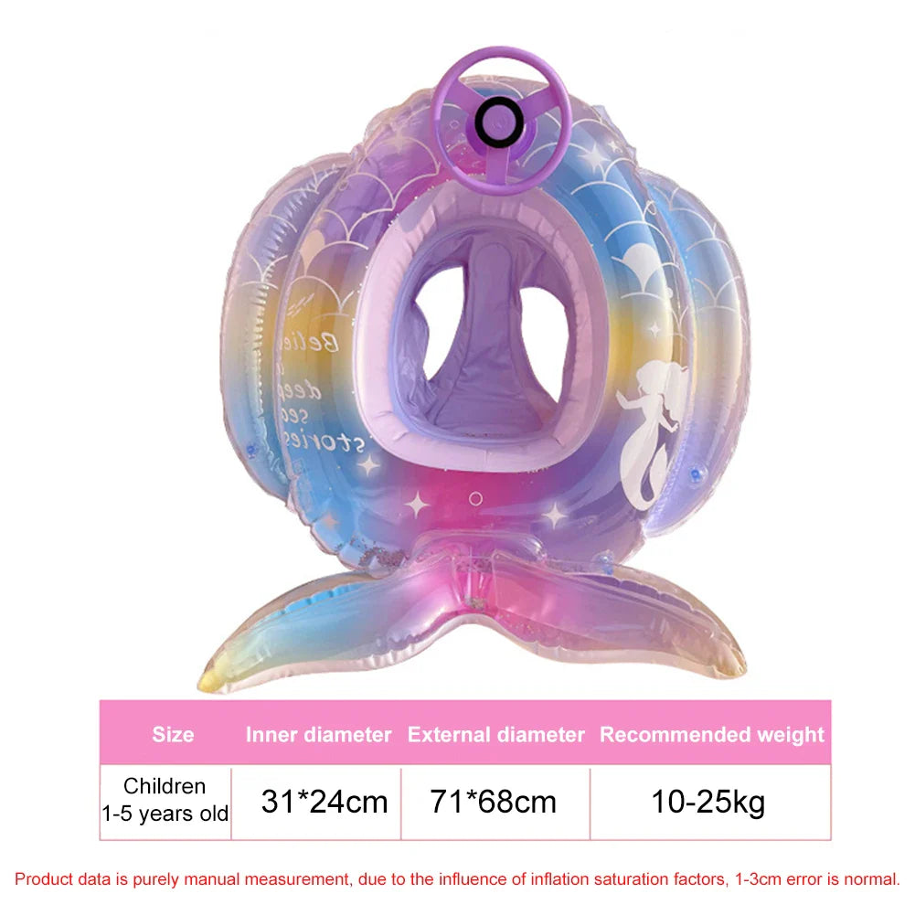 Summer Mermaid Tail Swimming Ring Colorful Inflatable Pool Float Pool Floaties Beach Swimming Party Toys for Kids