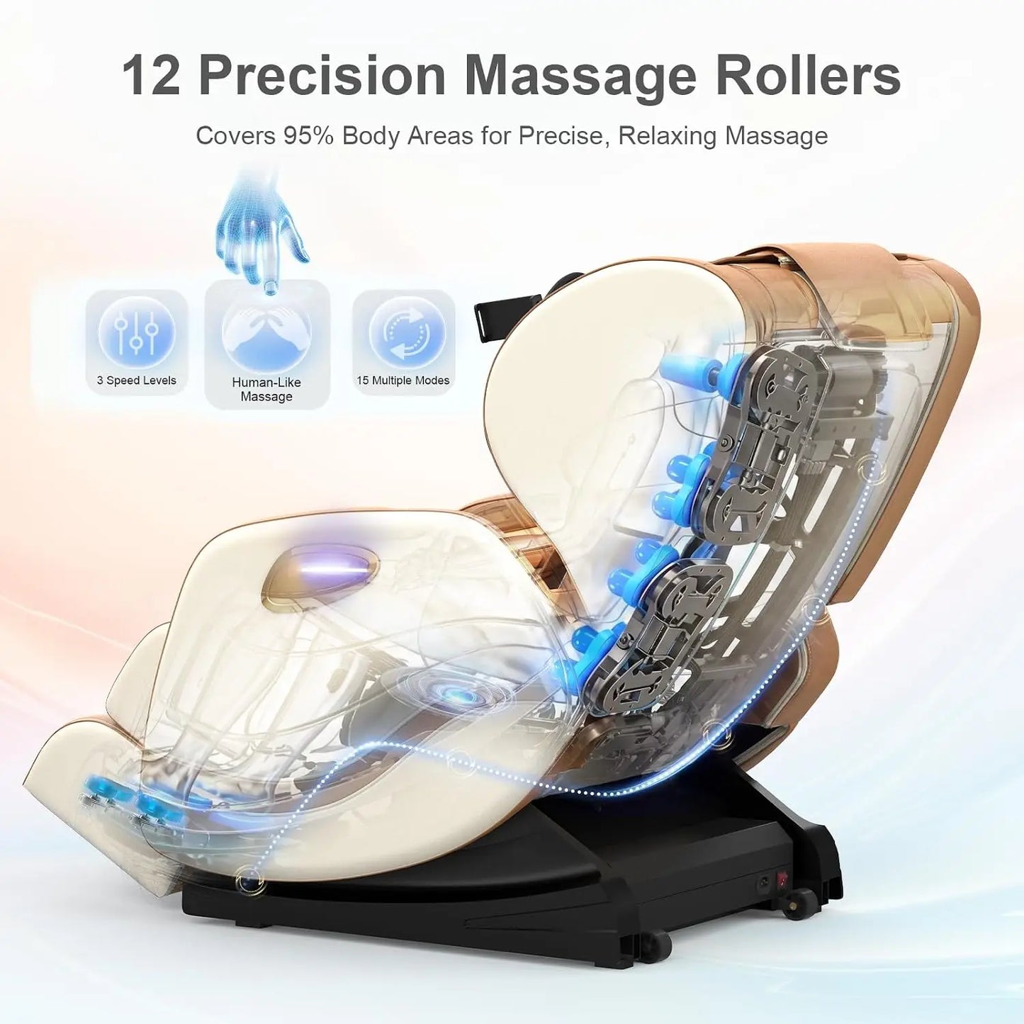 Track Massage Chair Full Body, Zero Gravity Recliner | 12 Fix Rollers, 8 Airbags, 15 Auto Programs, Foot, Custom