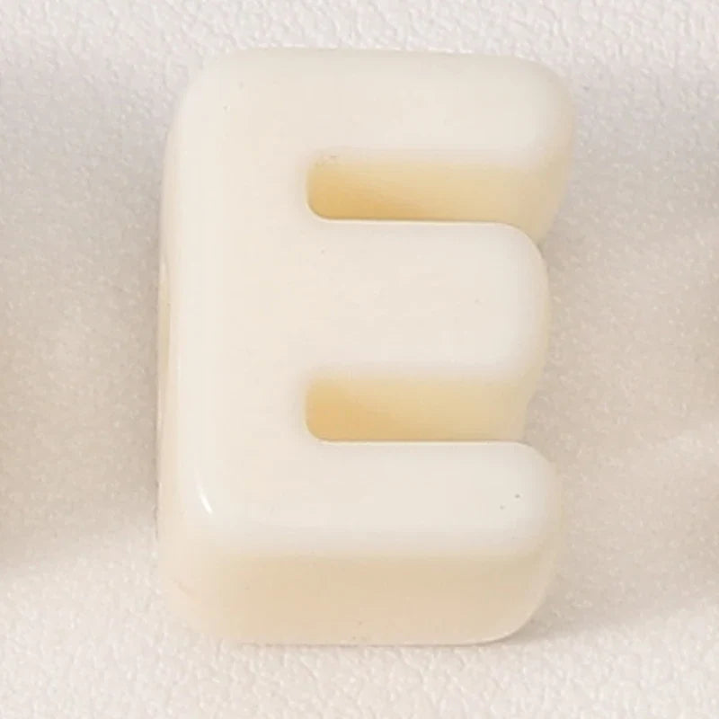 20pcs Beige Acrylic Large Hole Letter Loose Beads DIY Necklace