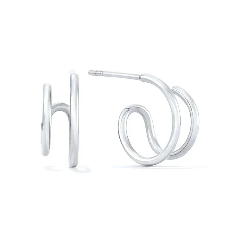 Cartilage 925 Silver Earrings Fashion C-shaped Zircon ear studs European American Geometric Piercing Earrings For Women Jewelry