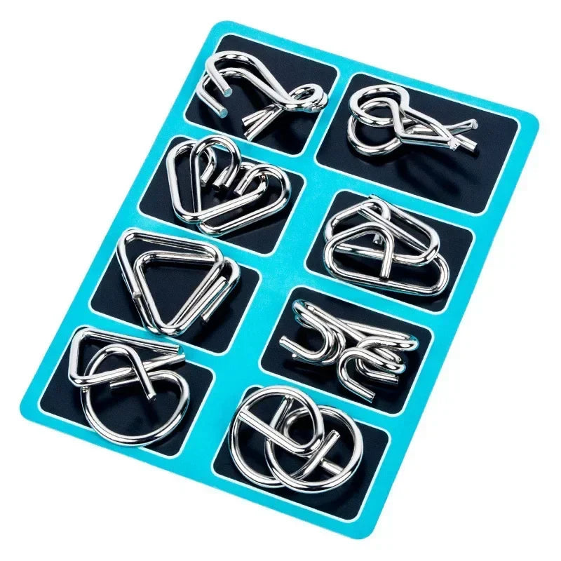 15Pcs/Set Metal Montessori Puzzle Wire Mind Brain Teaser Puzzles Children Adults Interactive Game Reliever Educational Toys