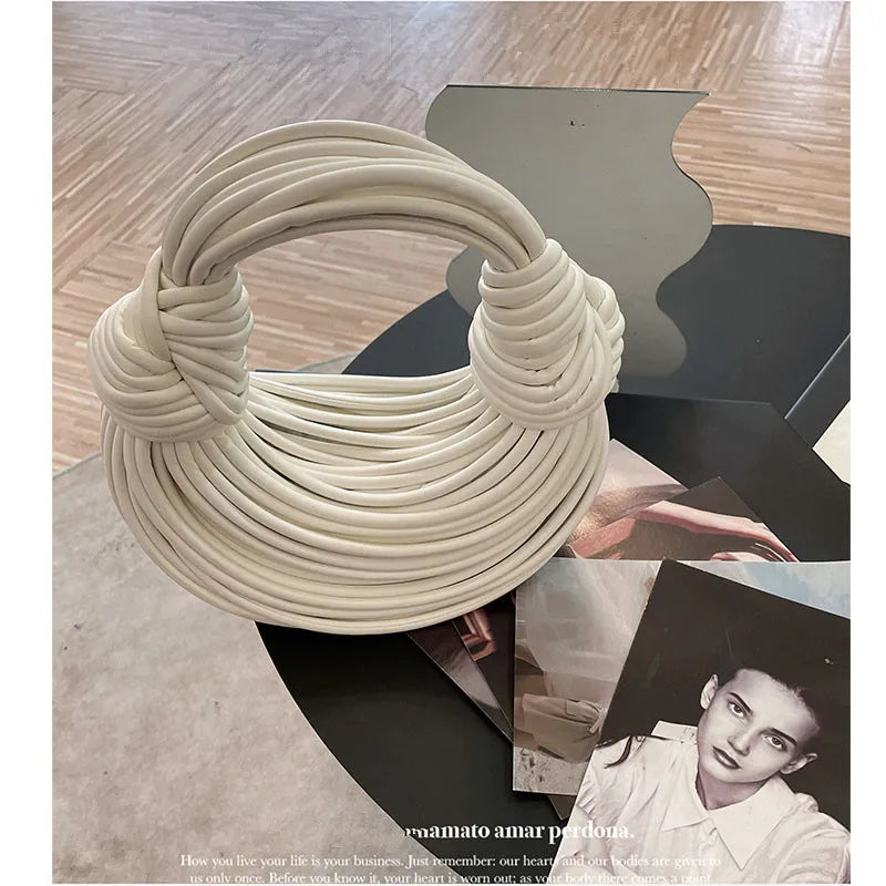 Handbags for Women 2023 New in Gold Luxury Designer Brand Handwoven Noodle Bags Rope Knotted Pulled Hobo Silver Evening Clutch