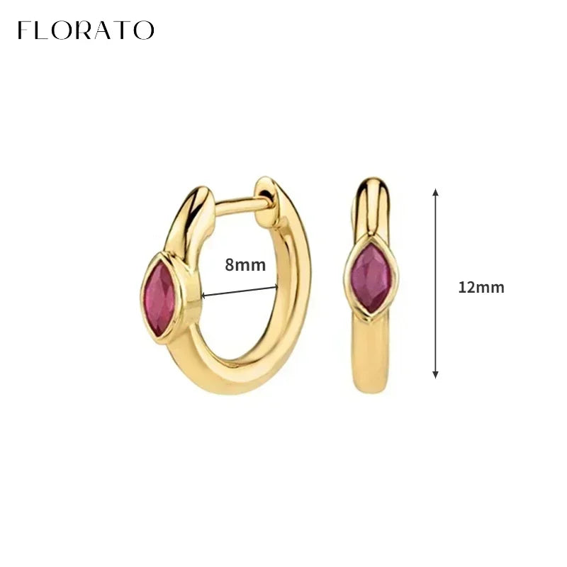925 Sterling Silver Ear Needle Rose colors Zircon Hoop Geometric Pendant Earrings for women Luxury Fashion Wedding Jewellery2023
