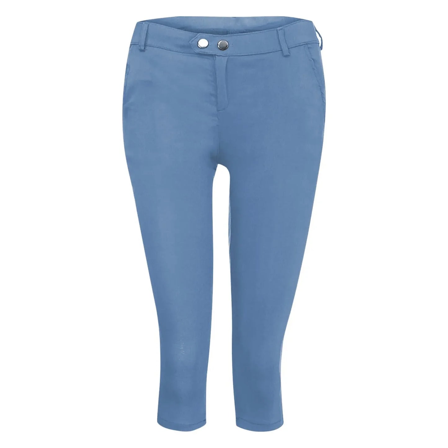 Women's Slim Fit Casual Solid Color Button Pocket Capris For Women