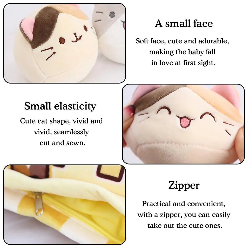 1pcs Pudding Bag Food Toy Mini Animals Balls Yellow Cat Snack Zipper Bag Decor Pillow Cushion