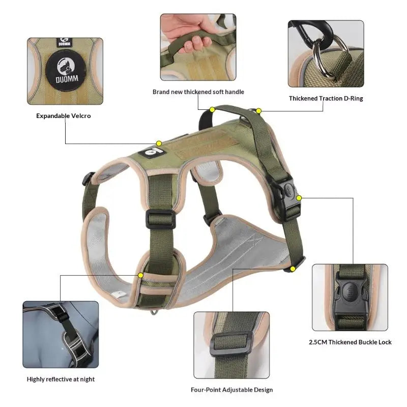Dog Harness Reflective Midium Large Dogs Tactical Vest Adjustable Harness Oxford Cloth Vest Training Hound Pet Accessoires
