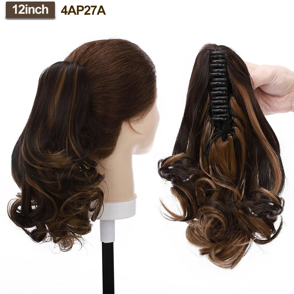 BENEHAIR Fake Ponytail Claw On Ponytail Long Wavy Clip In Hair Extension Hair Synthetic Hairpiece For Women Pony Tail Fake Hair