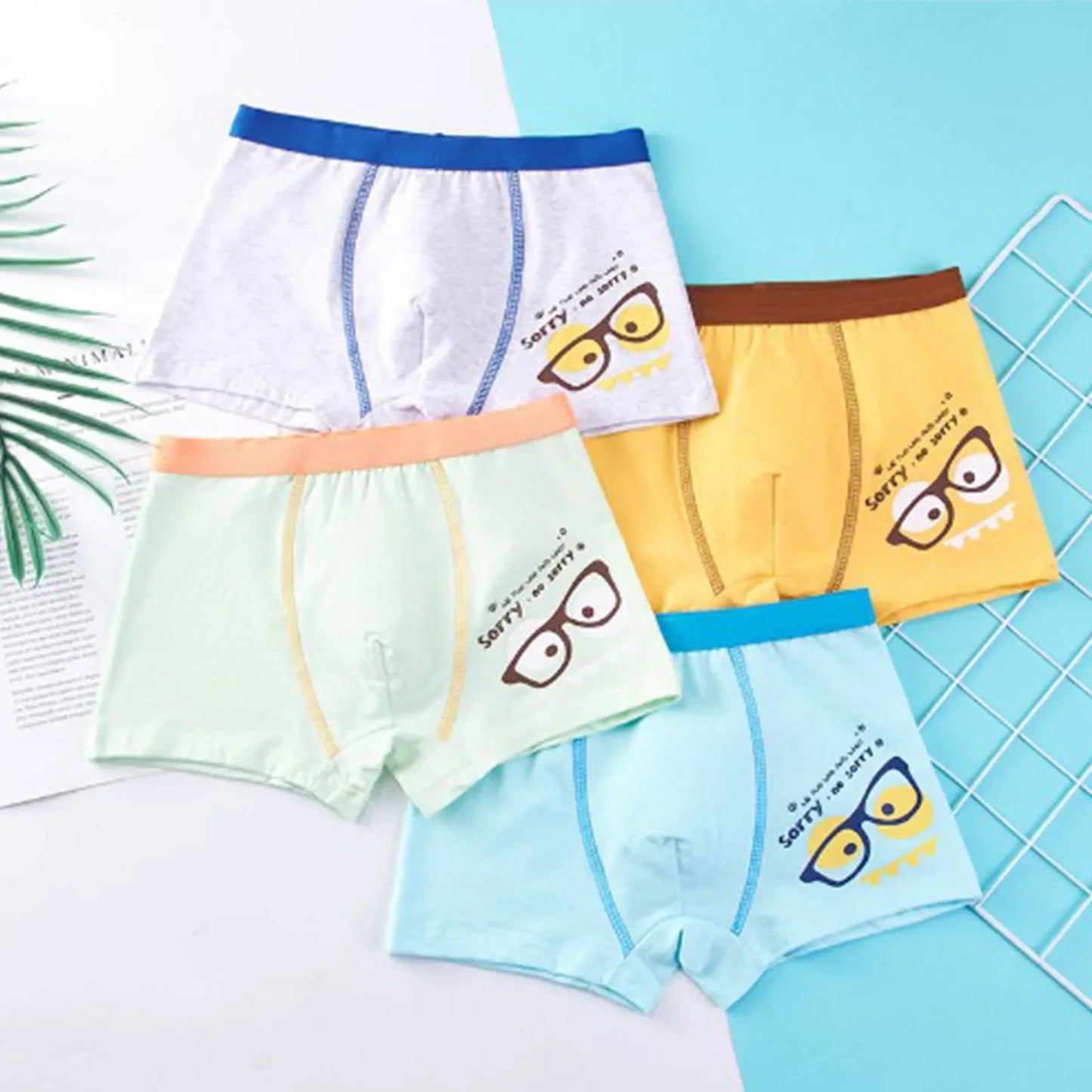 4pcs Baby Boys Boxers Cotton UnderPanties Cute Kid UnderWear Bear Car Cartoon Print Briefs Soft Shorts Student Boy Panties 2-16Y