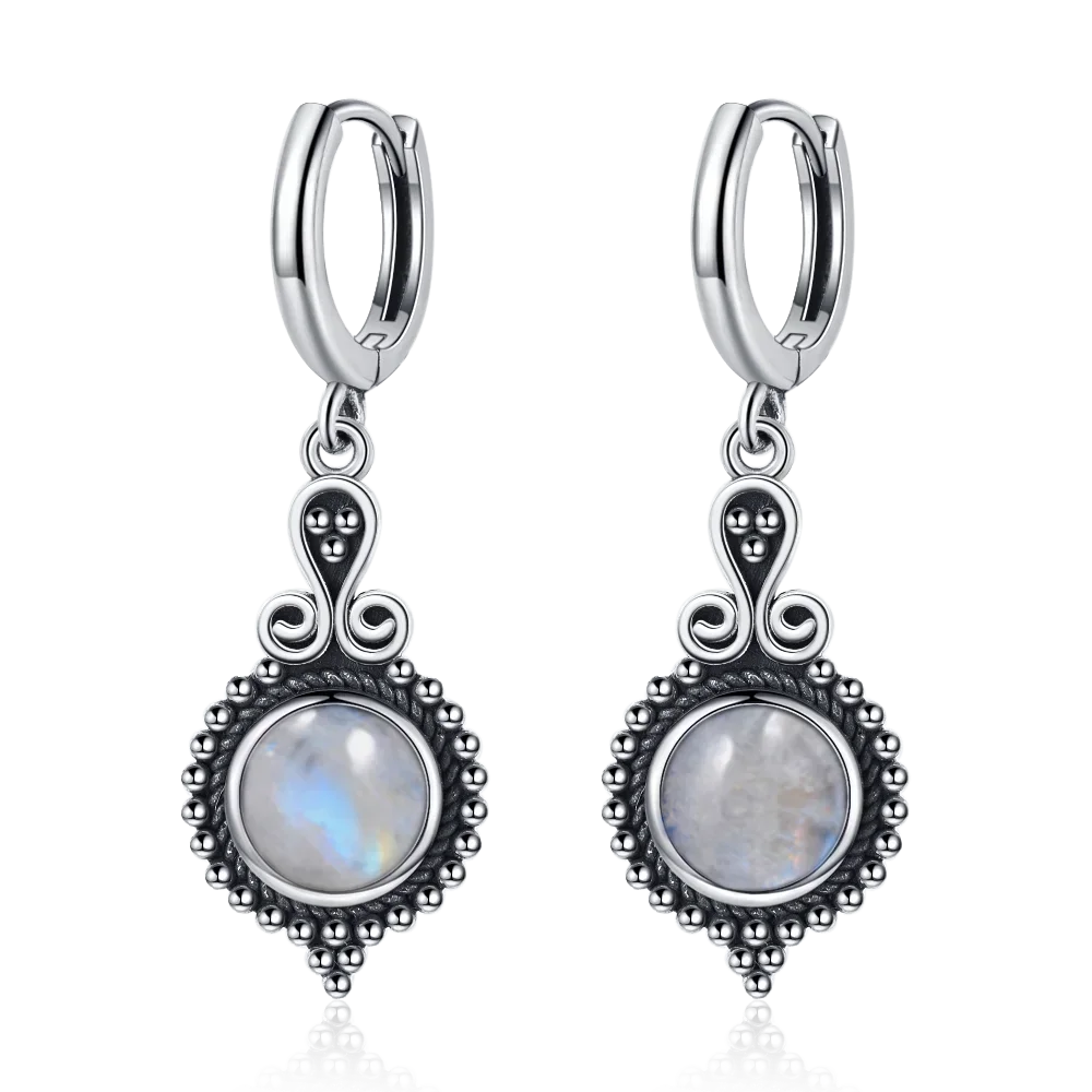 New Elegant Natural Kyanite 925 Sterling Silver Drop Earrings for Women Vintage Jewelry Wedding Engagement Hoop Earrings Gifts