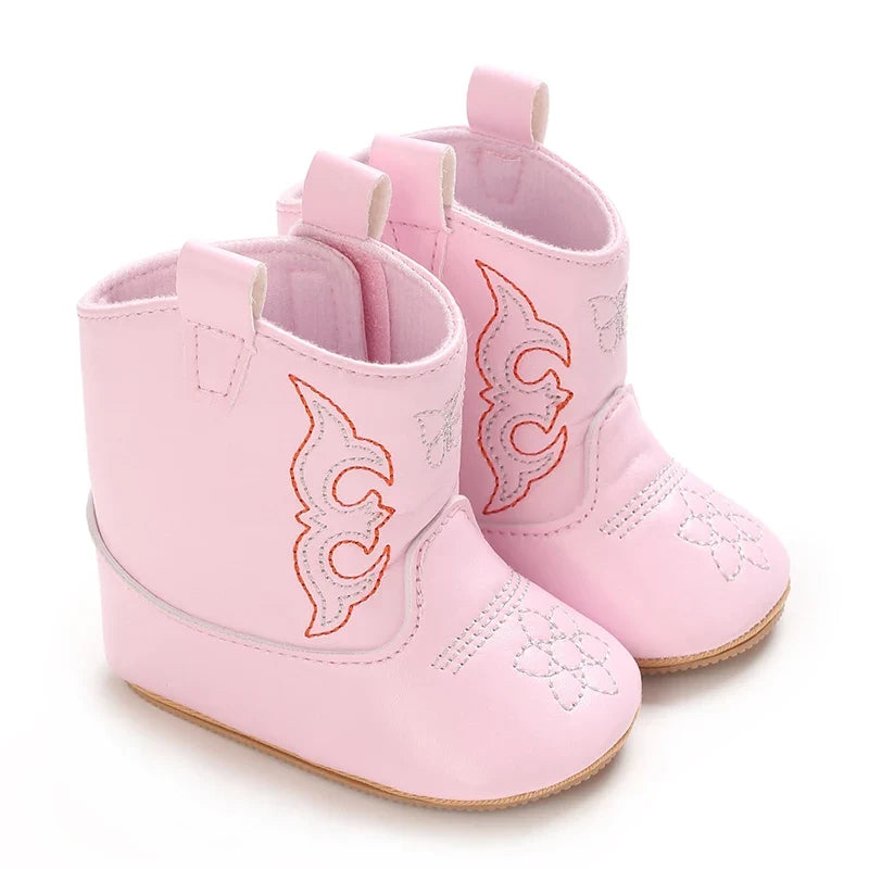 Western Denim Baby Winter Boots, Fashion Warm Casual First Walkers Shoes for Boys Girls 0-18 Months ﻿