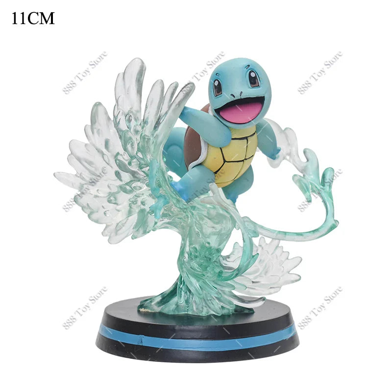 Anime Pokemon Figures Squirtle Charizard Bulbasaur Charmander Vulpix Special Effects Scene Version PVC Action Figure Model Toys
