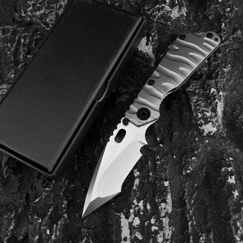 High-strength Manual Folding Knife, 3.54-inch D2 Blade TC4 Titanium Alloy Handle, Compact Pocket EDC Tool for Outdoor Activities