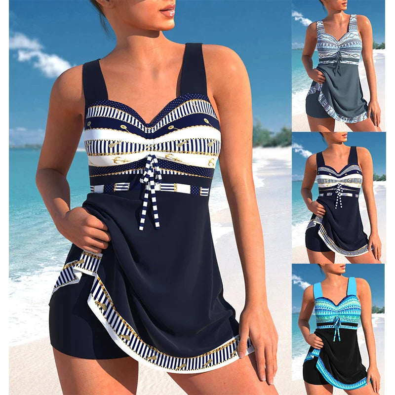 2023 Women's Sexy Beach Swimwear Tankini Two Piece Swimwear Print Tankini Beach Summer Fashion Beach Women's Swimwear Set