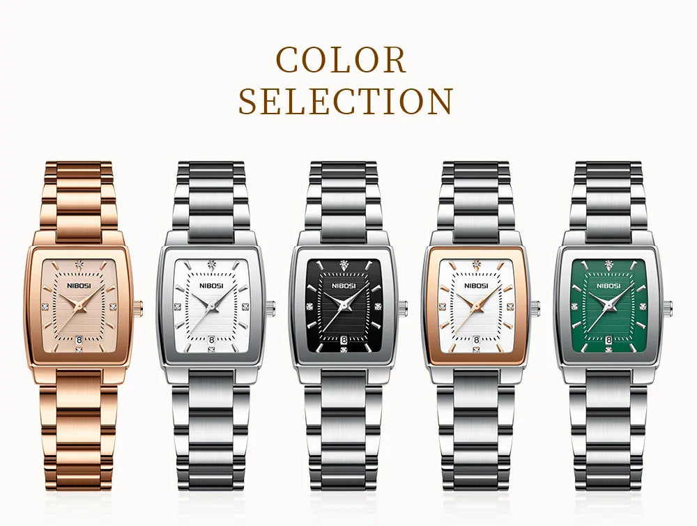 NIBOSI Luxury Ladies Watch Stainless Steel Waterproof Quartz Watch for Woman High Quality Female Clock Elegant Women's Watches