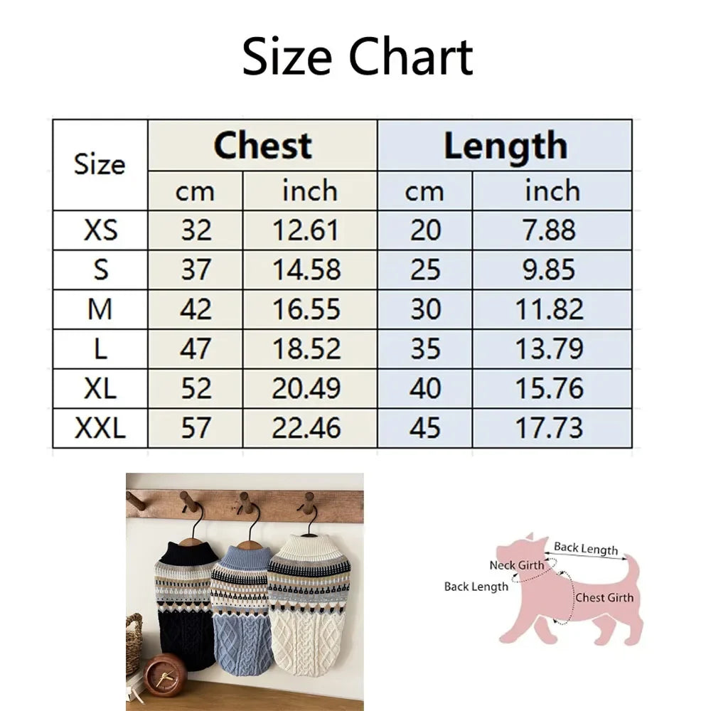 Vintage Stripe High Quality Warm Winter Sweater Clothes for Dog Cat Christmas New Year Knitted Pullover Clothes