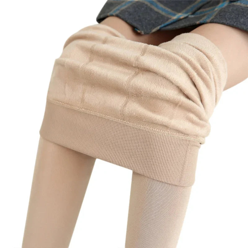 Winter Leggings For Women Warm Solid Color Velvet  High Waist.