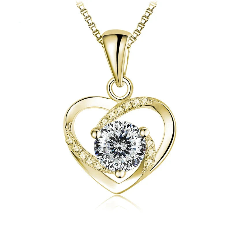 1 Carat Real Moissanite Pendant Necklace Silver Gold  Color 925 Sterling Silver Thick Neck Chain Jewelry Pass Diamond Tester