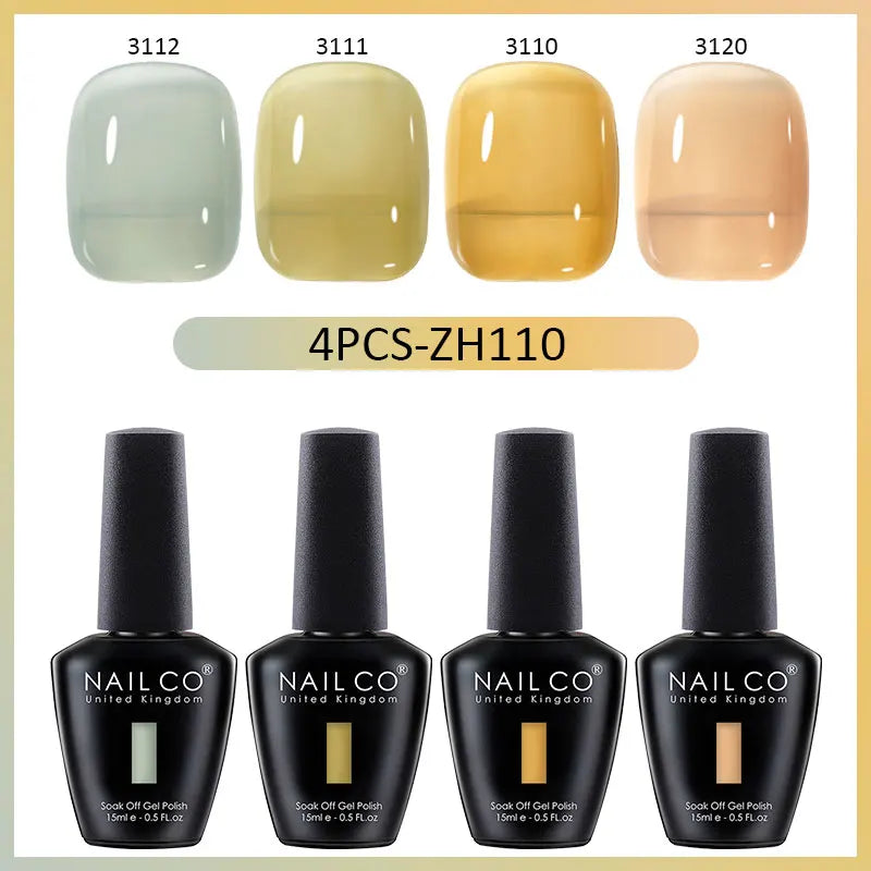 NAILCO 4pcs 15ml Autumn Winter Translucent Color Gel Nail Polish Jelly UV Nails Gel Polish Kit Esmalte Paint Nail Art