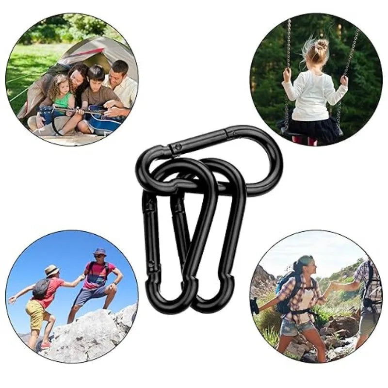 50/10pcs Mini Carabiner Keychain Alluminum Alloy D Type Buckle Spring