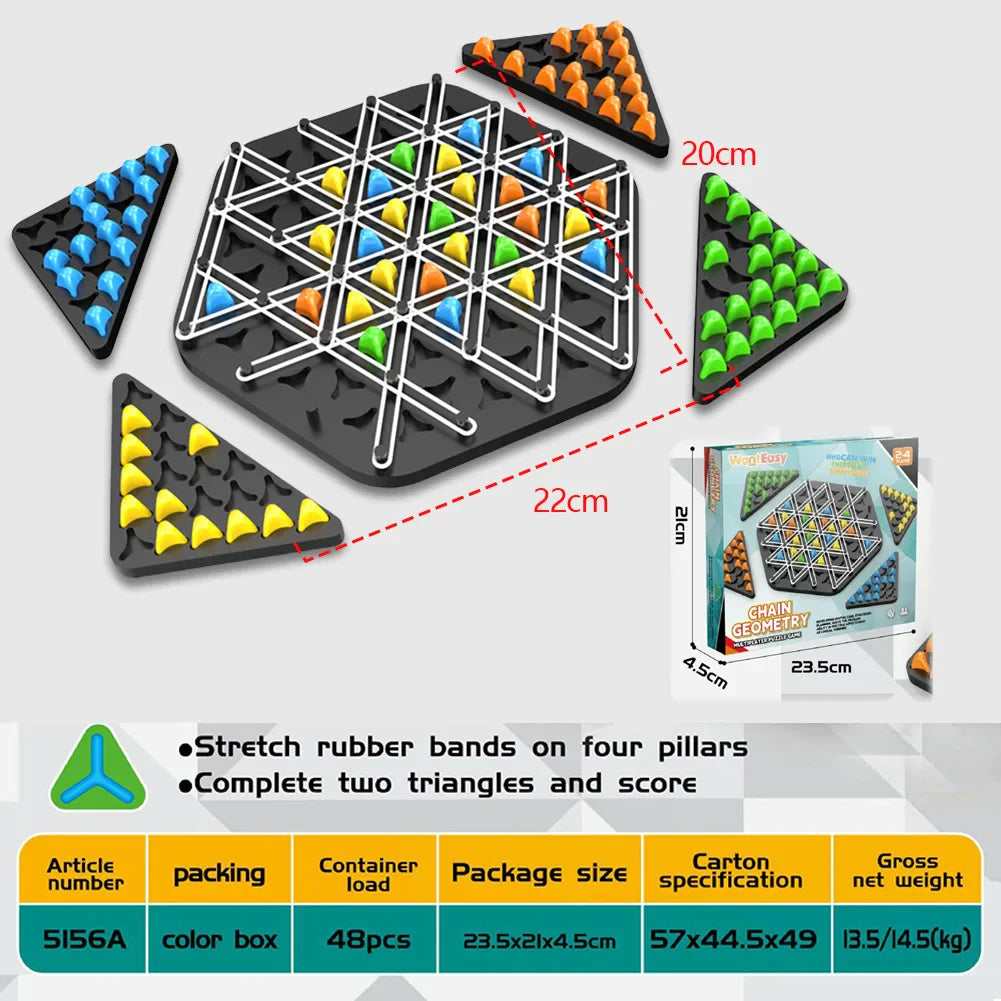 Geometry Chain Chess Puzzle Triangle Chess Family Desktop Game Educational Brain Teaser Strategy Game Logic Toy for Kids Adults