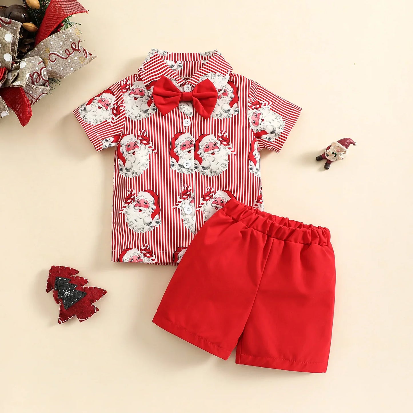 Toddler Boys Christmas Outfits Sets For Kids Short Sleeve Deer Outfit For Children Baby