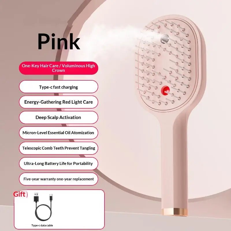 Electric Steam Hair Straightening Brush Water Spray Wet Dry Use USB-C Fast Charging Portable Hair Tool for Salon Travel Use