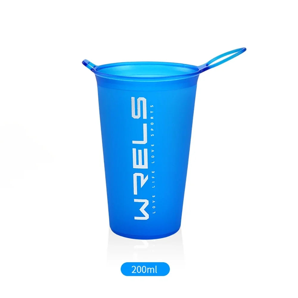 WRELS Foldable Silicone Water Bottle Outdoors Traveling Sport Running Cycling Kettle Water Bottle BPA Free 500ml With Straw