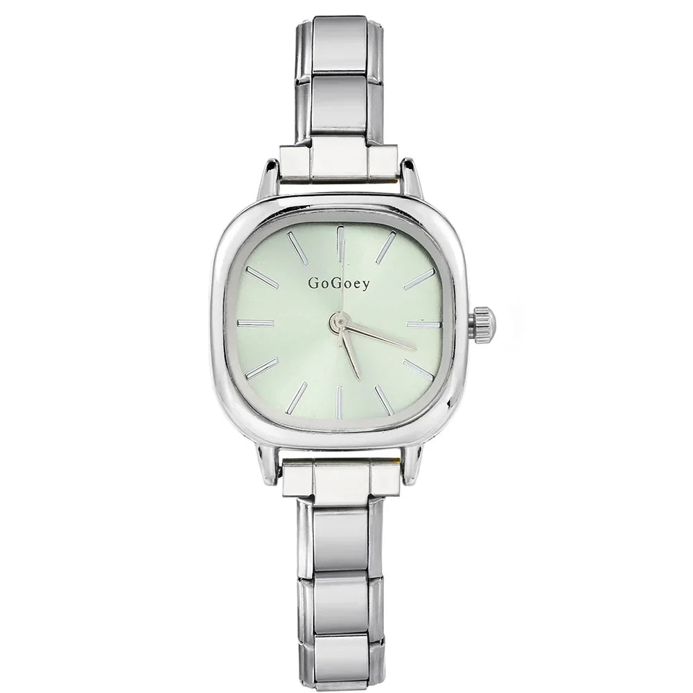 Chic Design Minimalist Women Men Squarel Quartz Watch Stainless Steel Strap Fashion Party Birthday Daily Perfect Gift