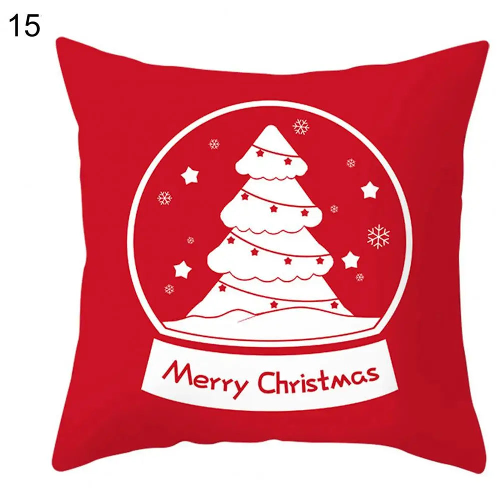 Useful Christmas Pillow Cover Smooth Christmas Pillowcase Breathable Christmas Sofa Chairs Pillow Cover  Skin-friendly