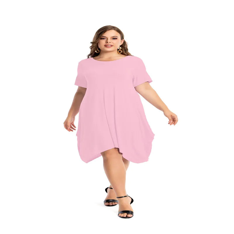 Modal Cotton Nightgowns For Women Plus Size Short Sleeve O Neck Lounge PJS Pajama Dress 7XL 6XL 5XL Black White Red Sleepwear