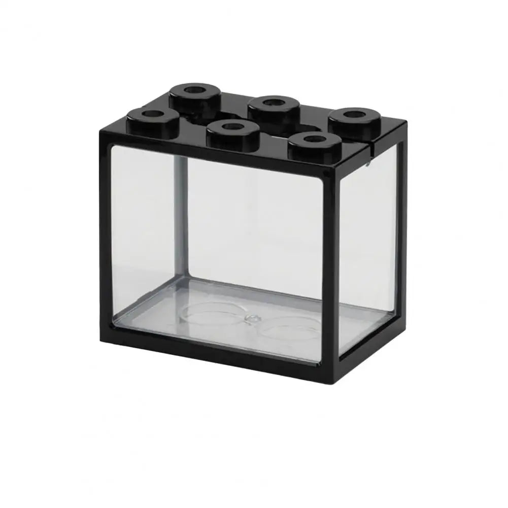 Fish Tank  Cute Building Block Design Desktop Mini Aquarium  Plastic Desktop Fish Tank Fish Pond Pet Box Пейзаж Аквариума