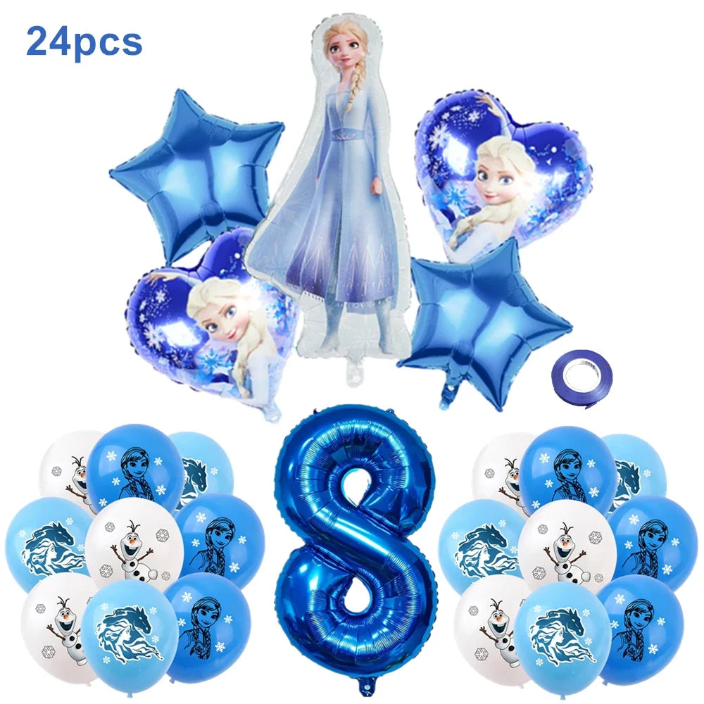 Frozen Anna Elsa Princess Birthday Party Decorations Balloon Disposable Tableware Party Supplies