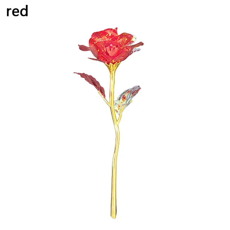 Valentine's Day Creative Gift 24K Foil Plated Rose Gold Rose Lasts Forever Love Wedding Decor Lover Lighting Roses Creative Gift