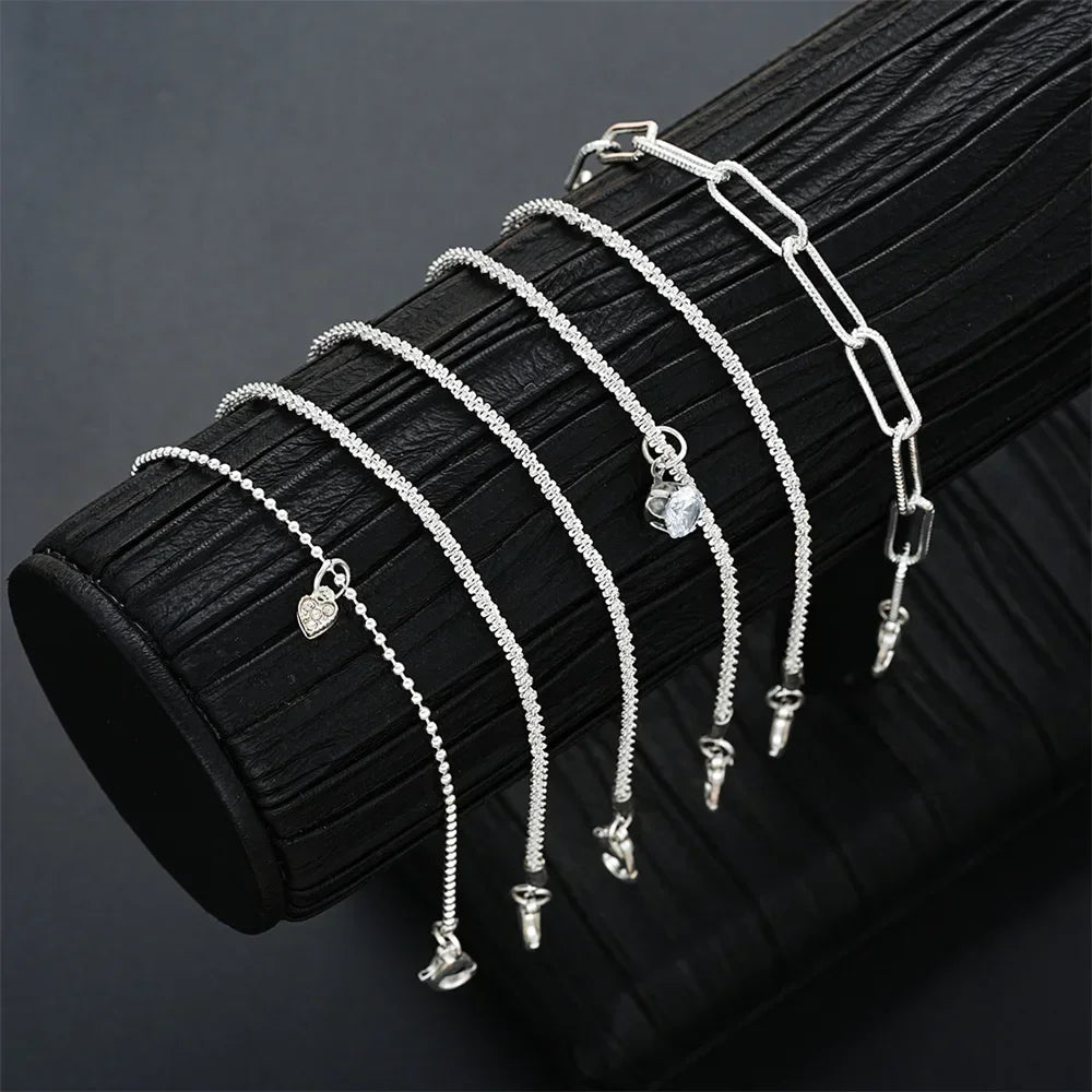 6pcs 925 Sterling Silver Rhinestone Bracelets for Women Girls Luxury