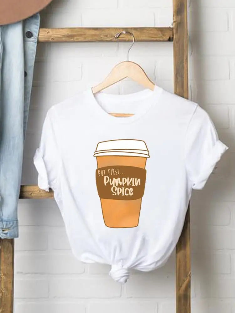 Pumpkin Sweet Lovely Cute Women Graphic Ladies Print Tees Clothing Lady Fall Autumn Halloween Thanksgiving Style T T-shirts