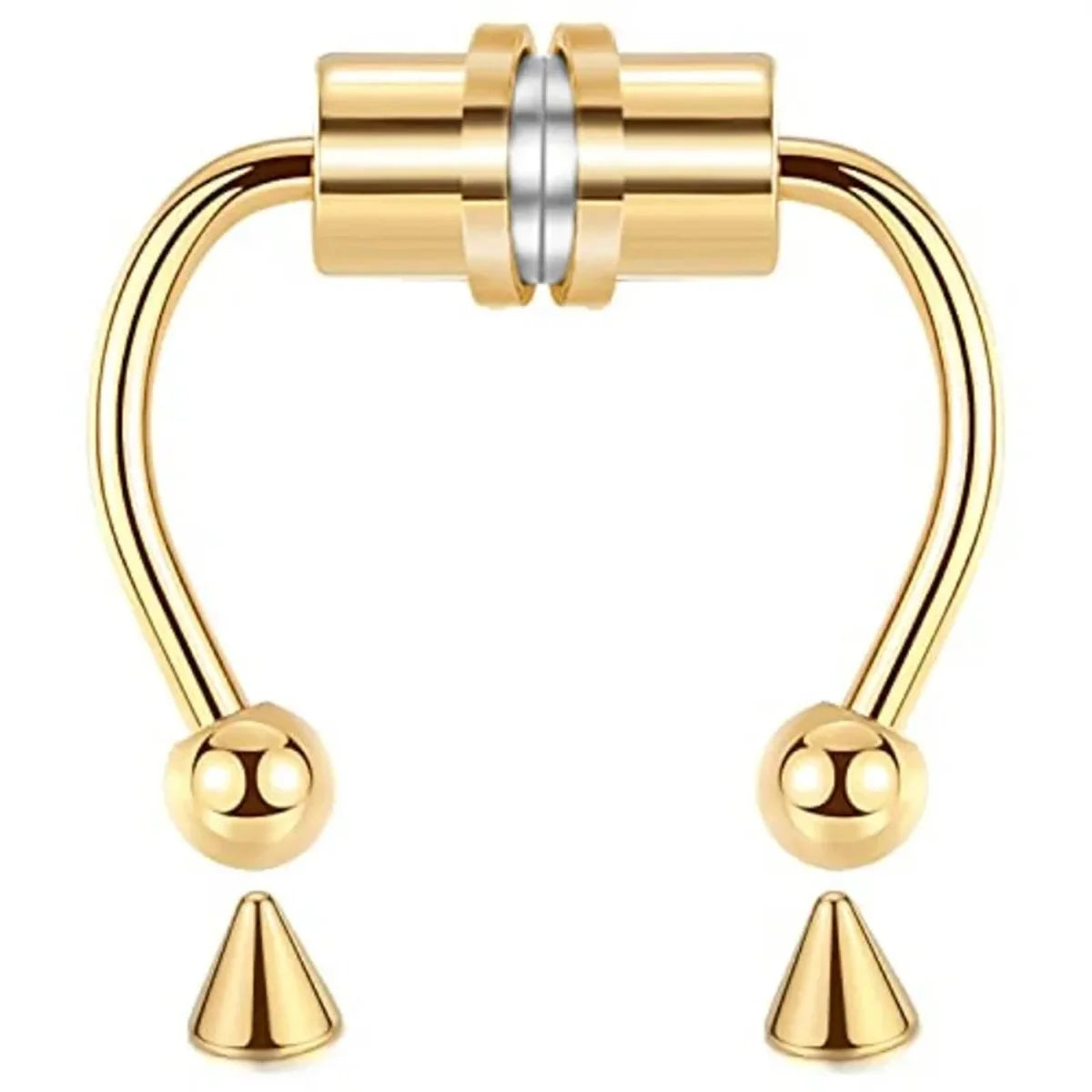 1/2/3/4/5pcs Fake Magnetic Stainless Steel Nose Rings, Non Piercing