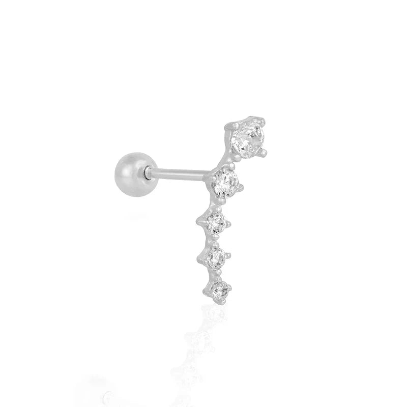 CANNER Pendientes Plata 925 Piercing Stud Earrings For Women Cubic Zirconia 925 Sterling Silver Cartilage Earring Jewerly 1pcs