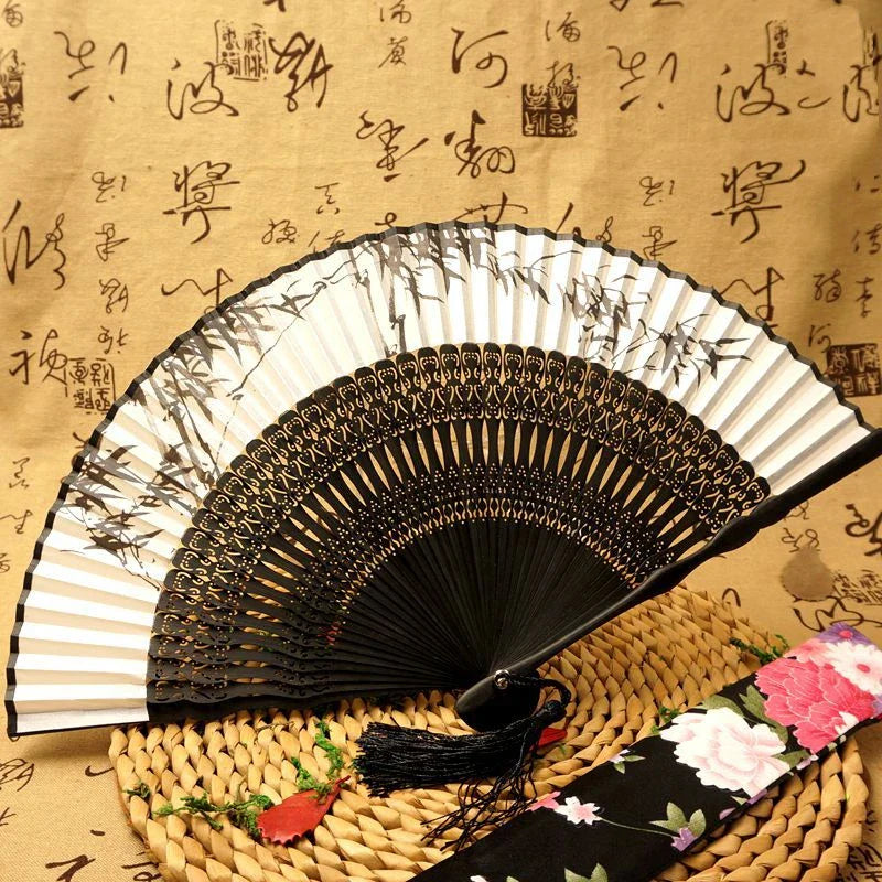 31 Styles Folding Fan Black Japeneses Ladies Silk Hand Fans High Quality Bamboo Crafts Wedding Dance Home Decor Ornament