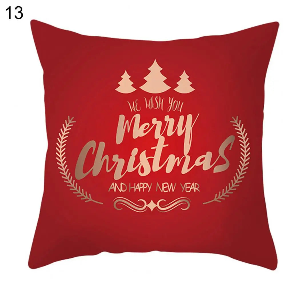 Useful Christmas Pillow Cover Smooth Christmas Pillowcase Breathable Christmas Sofa Chairs Pillow Cover  Skin-friendly