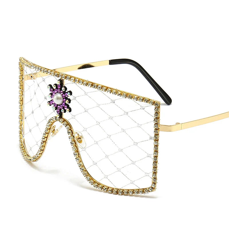 Luxury Diamonds Steampunk Sun Glasses Women Men Oversized Rhinestone Spectacles DIY Trends Personality Eyewear De Sol Oculos
