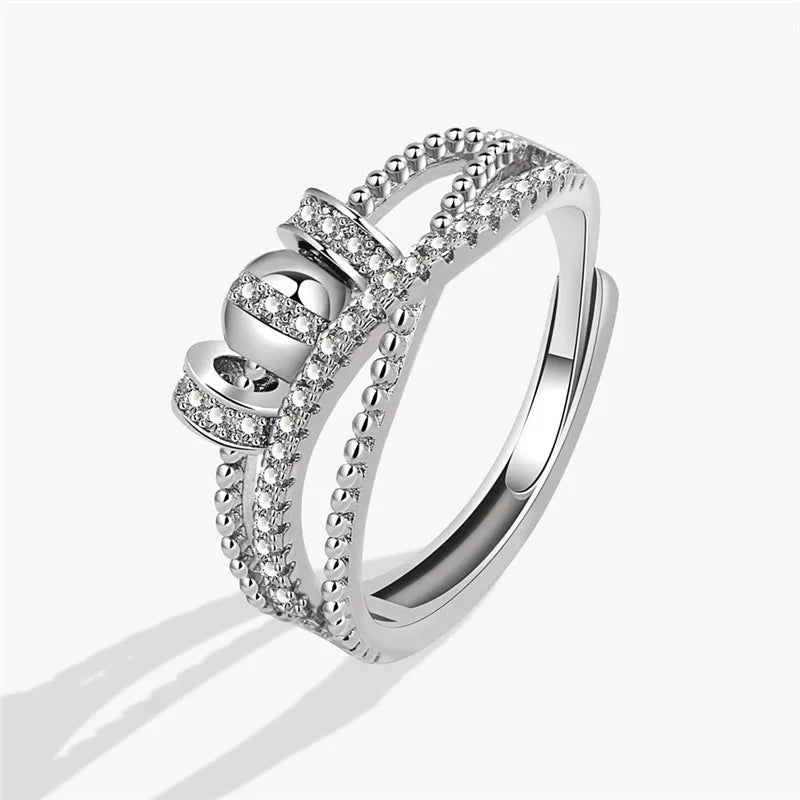2023 Fashion Beads Anxiety Ring Fidget Spinner Rings Crystal Butterfly Flower Star Moon Ring Anti Stress Jewelry Gift