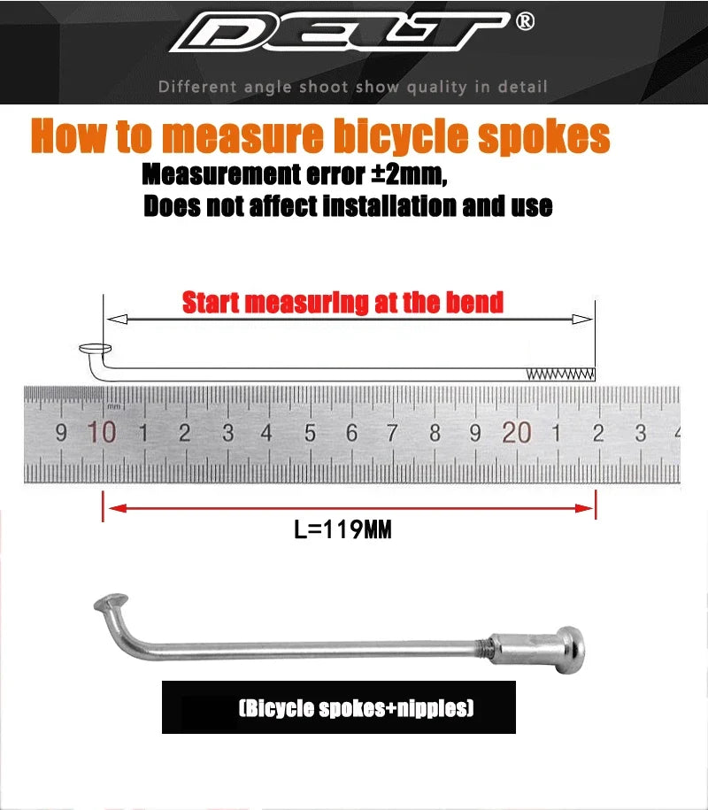 36Pcs 13G(2.25mm)122-240MM 304 Stainless Steel Bicycle Spokes & Nut Electric E-Bike Cycle