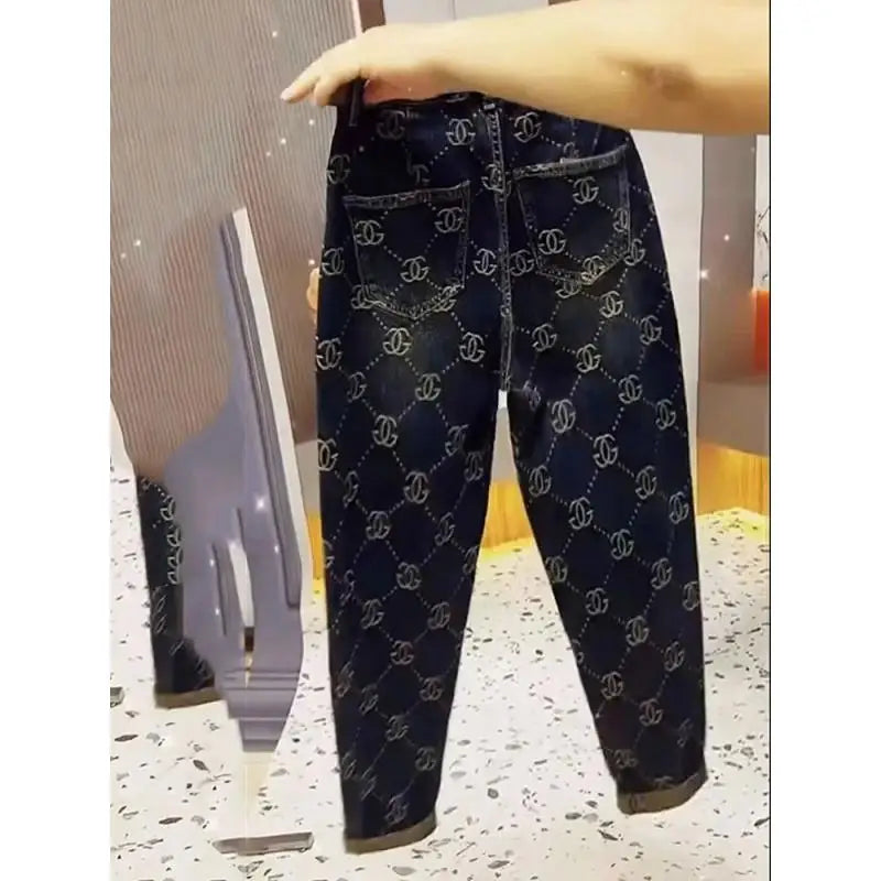 Women's Jeans For Autumn And Winter, High Waist, Loose Fit, Slim Fit, Shopping And Leisure, High-end Brand Pants, 2024 New Item
