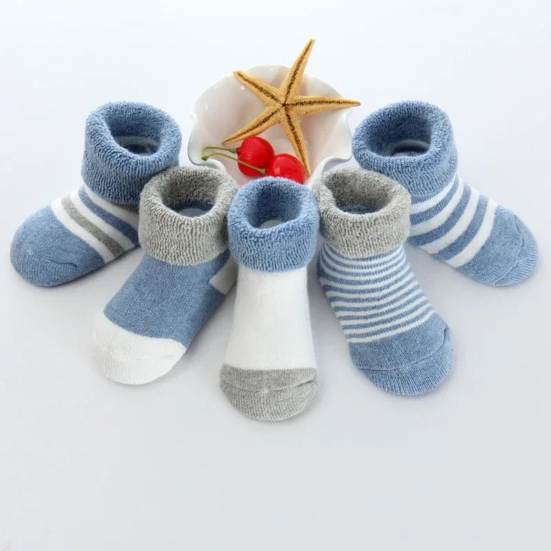 5pairs/lot Unisex Non-Skid Baby Shoe Socks 0-12months Cotton Baby Boy
