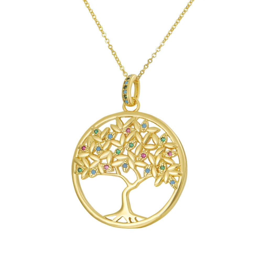 Juya 18K Real Gold Plated Micro Pave Zircon Butterfly Horse Bees Cat Leopard Pendant Necklace For Women Birthday Christmas Gift
