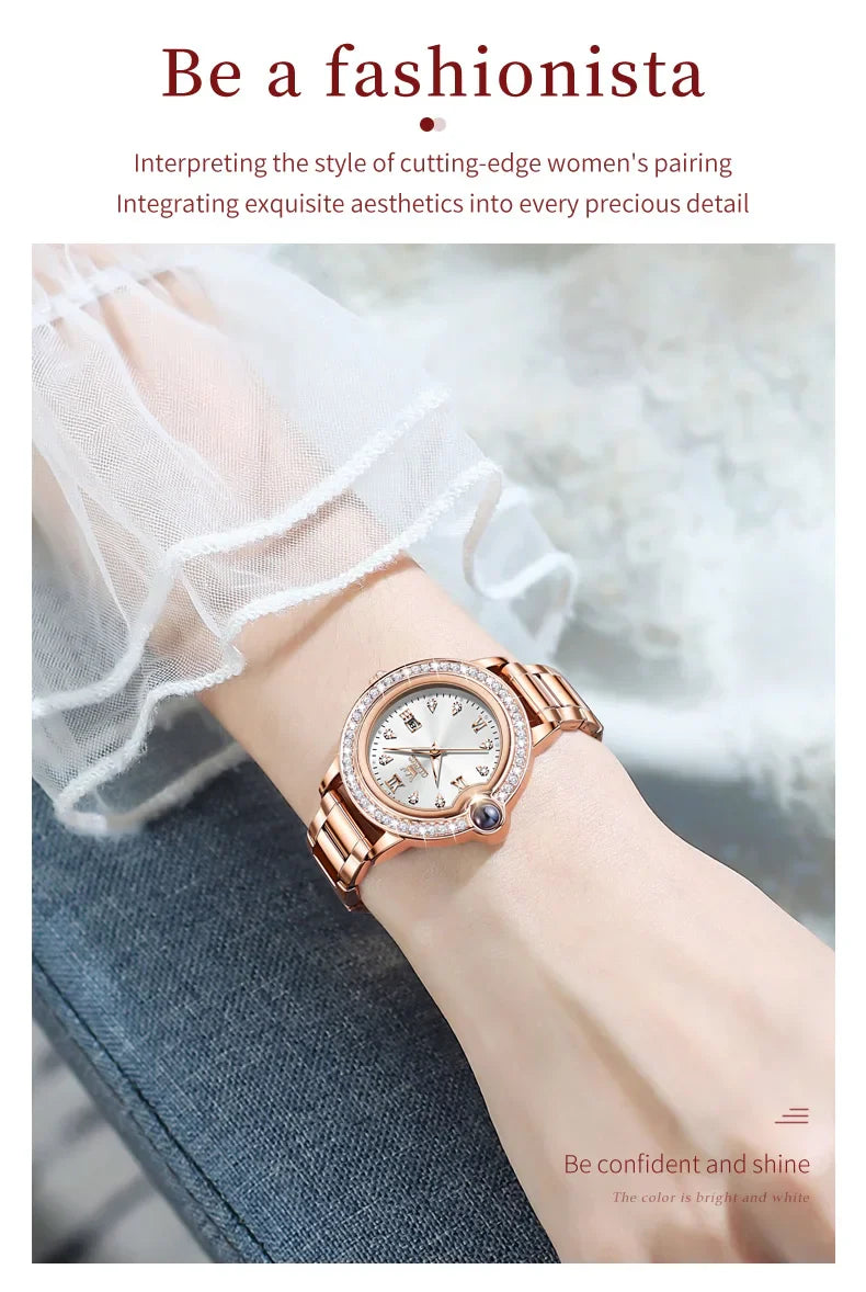 OLEVS 5588 Original Certification Women's Watches Love Expressing Watch Quartz Watch for Lady's Waterproof Date Dress Wristwatch