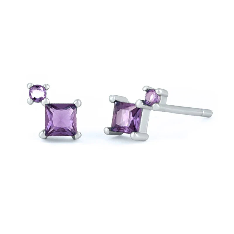 925 Sterling Silver Needle Small Geometry Triangle Crystal Stud Earring for Woman Lovers' Couples Bling Simple Piercing Earrings